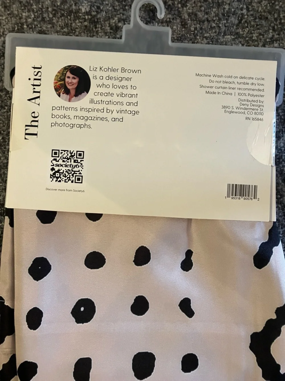 Society6 Light Tan with Black Polka Dot Shower Curtain